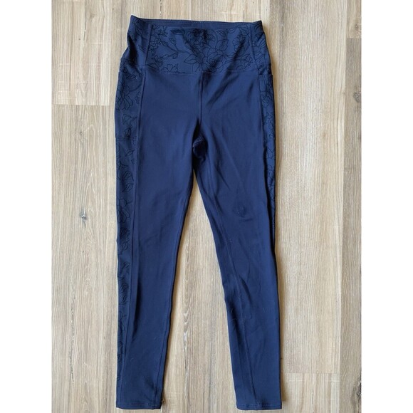 Skechers Go Flex High Waisted Navy Bloom Leggings with Pockets Size SMALL - Picture 1 of 6